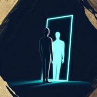 Person looking into a glowing mirror symbolizing self awareness, honest insight and personal reflection